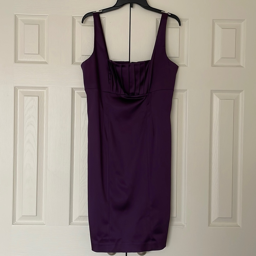 Calvin Klein Cocktail DRESS thigh Short 12 sleeveless straps satin zipper clasp